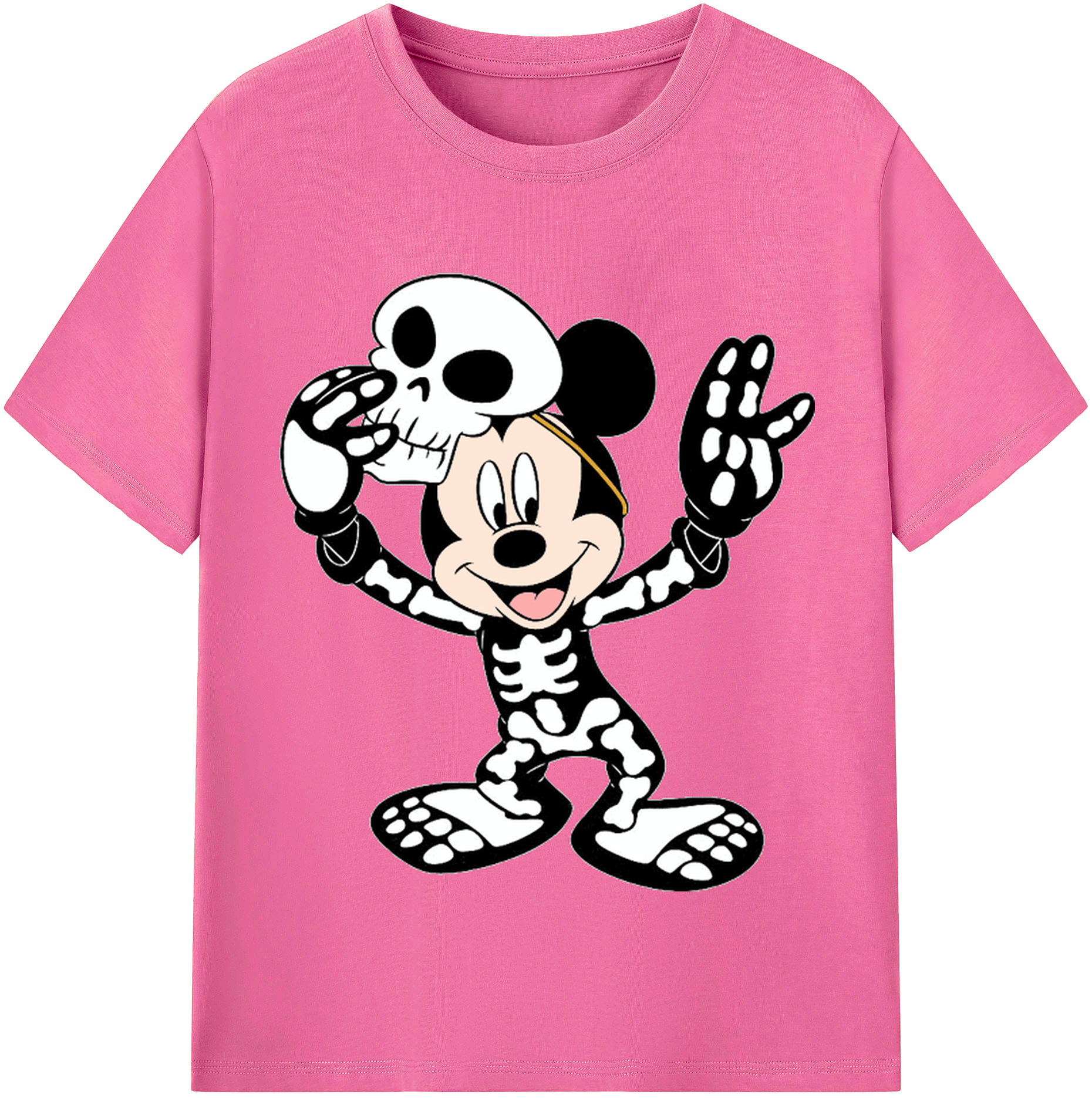 （画像用） ミッキーマウス Mickey Mouse レディースカジュアルプリントTシャツ（綿100％）